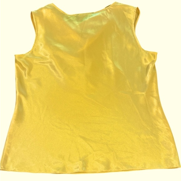 Jones New York Sleeveless Top Size 8 Yellow Draped Cowl Neckline Silky Finish - Picture 3 of 8
